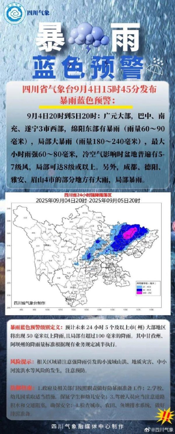 亿牛策略 四川发布暴雨蓝色预警 强降雨来袭需防范